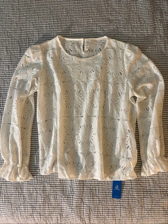 Cupshe Tops - Cupshe- Women's White Lace Long-Sleeve Top